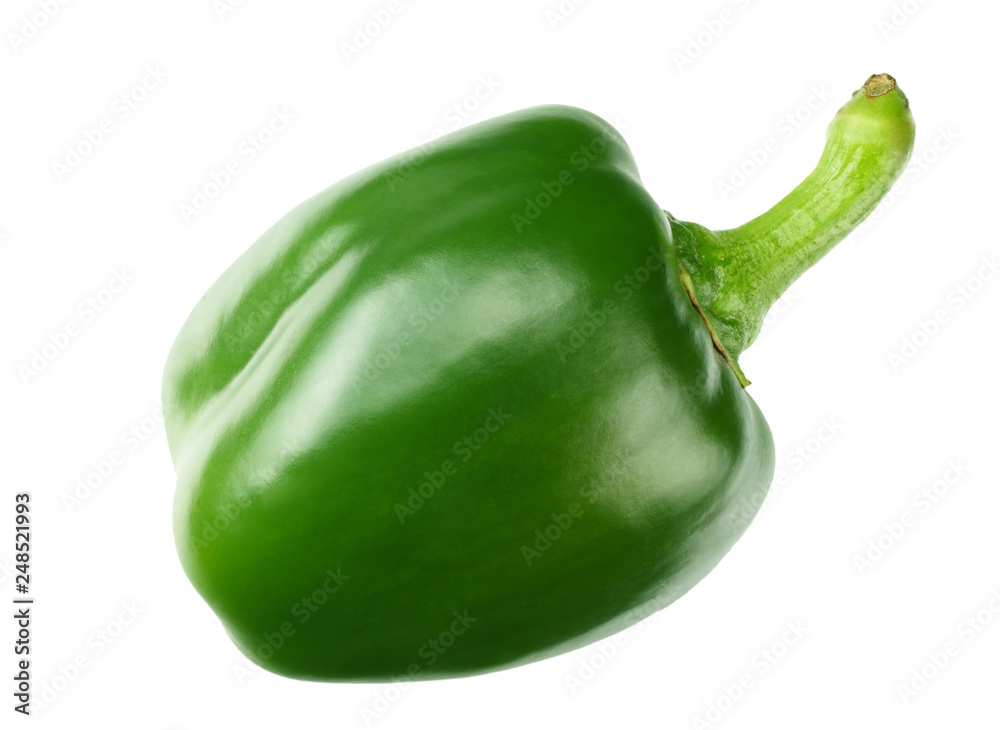 one green sweet bell pepper isolated on white background one green sweet bell pepper isolated on white background