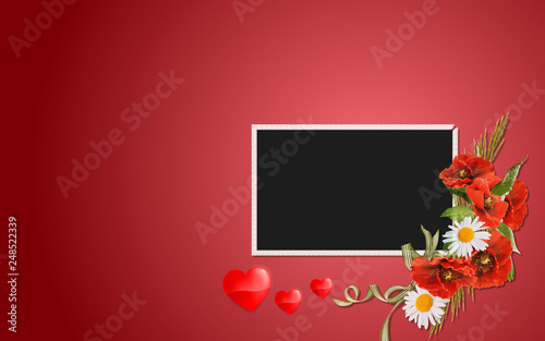 frame with flowers for Valentines Day