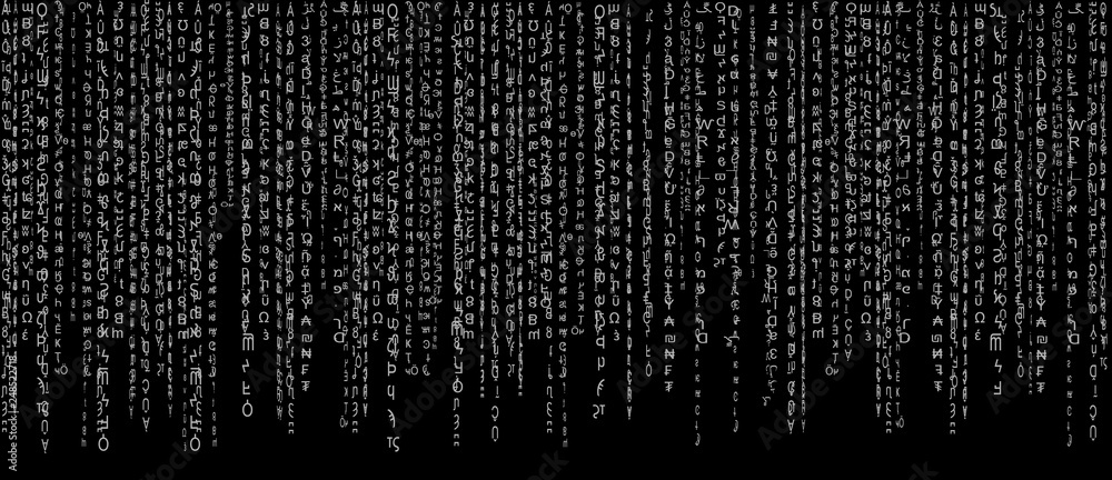 Matrix black and white on black  virus and hacker screen  wallpaper Stock Vector | Adobe Stock