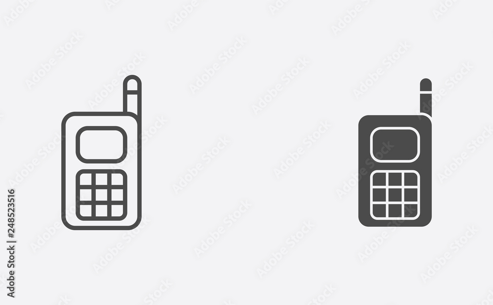 Mobile phone outline and filled vector icon sign symbol Mobile phone outline and filled vector icon sign symbol