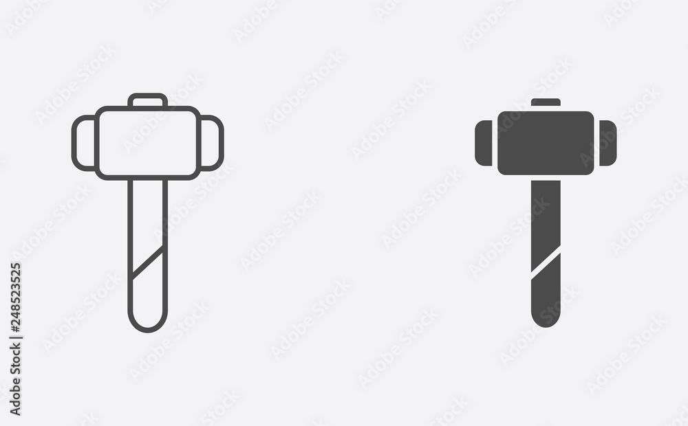 Hammer outline and filled vector icon sign symbol Hammer outline and filled vector icon sign symbol