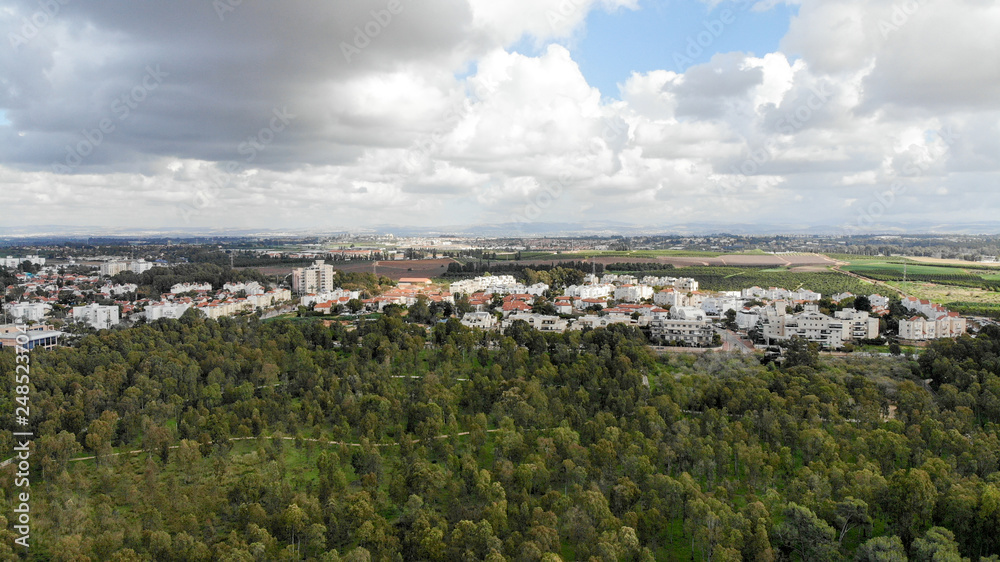 Aerial view of the city and city park, Netanya, Israel