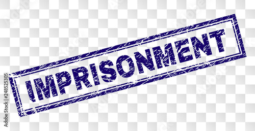 IMPRISONMENT stamp seal watermark with rubber print style and double framed rectangle shape. Stamp is placed on a transparent background.