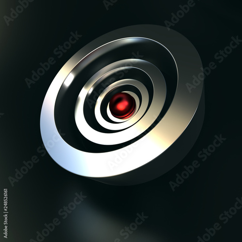 Abstract planetarium shape red and chrome
