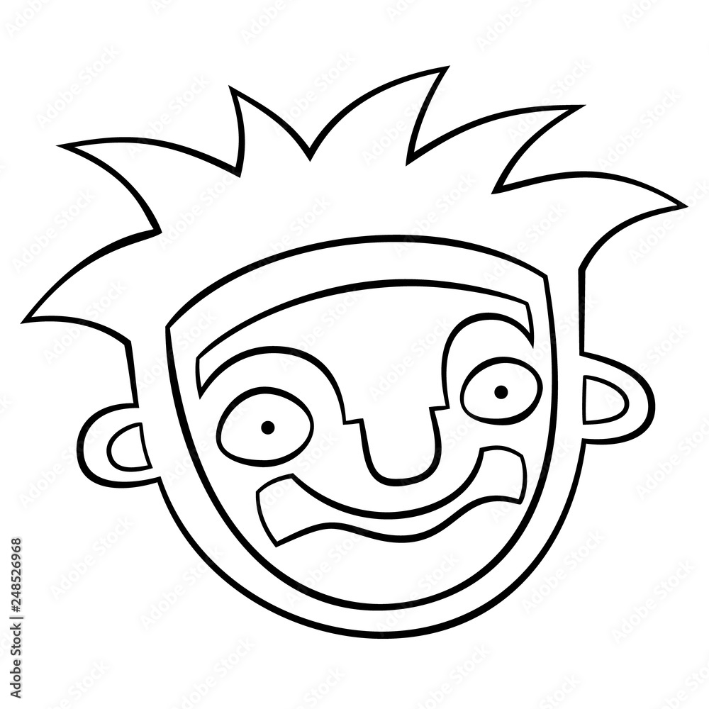 funny head. hand drawn vector monochrome outline cartoon character illustration with white background funny head. hand drawn vector monochrome outline cartoon character illustration with white background
