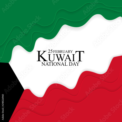 25 february Kuwait national day background Template design for card, banner, poster or flyer. Vector Illustration