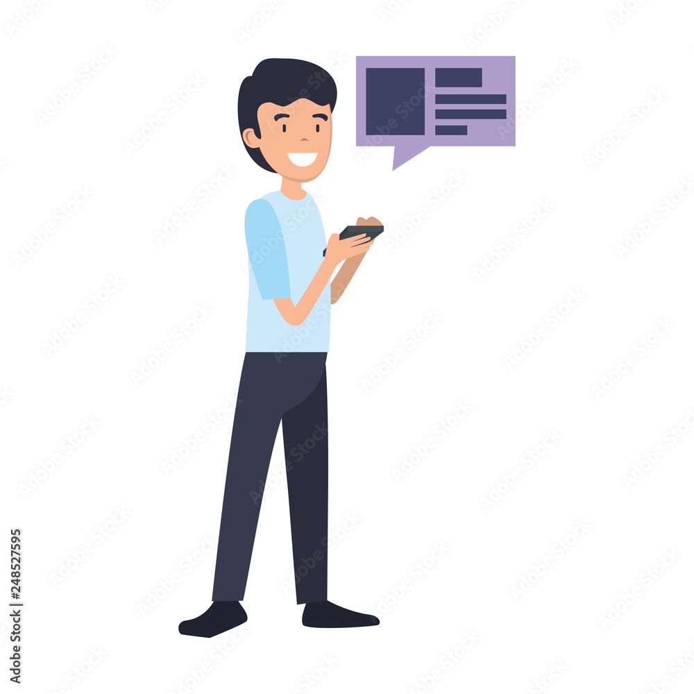 businessman using smartphone with speech bubble businessman using smartphone with speech bubble