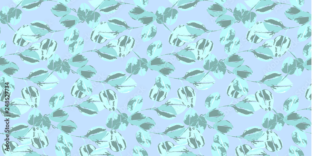 Seamless pattern with natural shape leaves Floral ornament decoration.