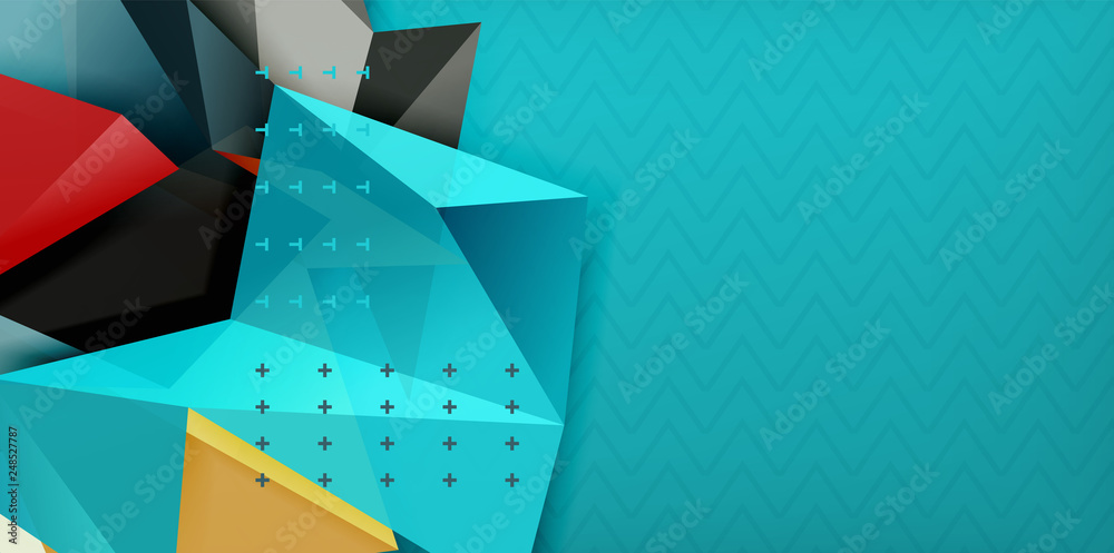 Low poly design 3d triangular shape background, mosaic abstract design template Low poly design 3d triangular shape background, mosaic abstract design template