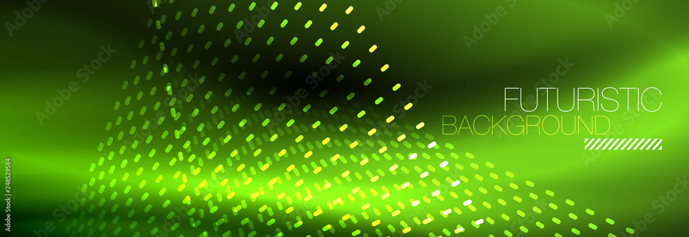 Glowing light particles in dark neon space, magic glow shiny abstract background Glowing light particles in dark neon space, magic glow shiny abstract background