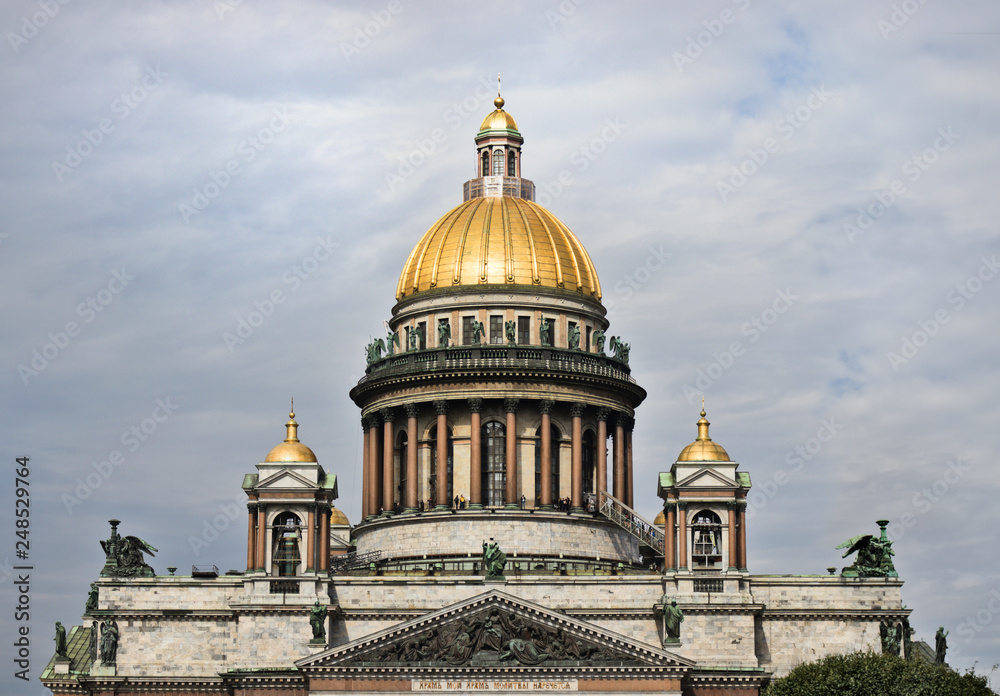 Saint Isaac's Cathedral in St. Petersburg frontal symmetric view, Russia.
