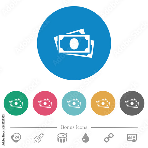 More banknotes flat round icons