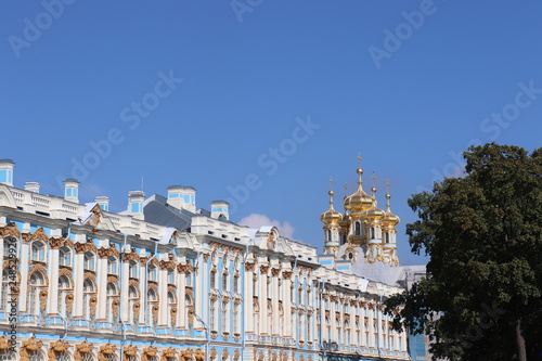 ST. PETERSBURG, RUSSIA - 09 1, 2018: Golden Domes of the Catherine palace.