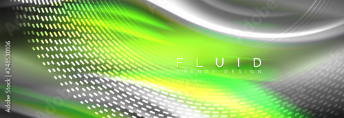 Fluid colors mixing glowing neon wave background, holographic texture
