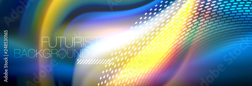 Fluid colors mixing glowing neon wave background, holographic texture