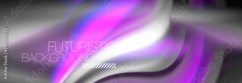 Fluid colors mixing glowing neon wave background, holographic texture