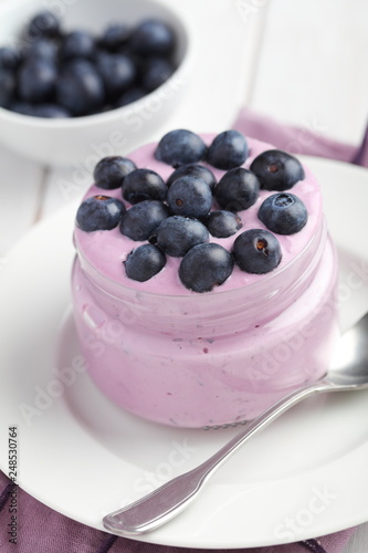 Blueberry yogurt with fresh berries
