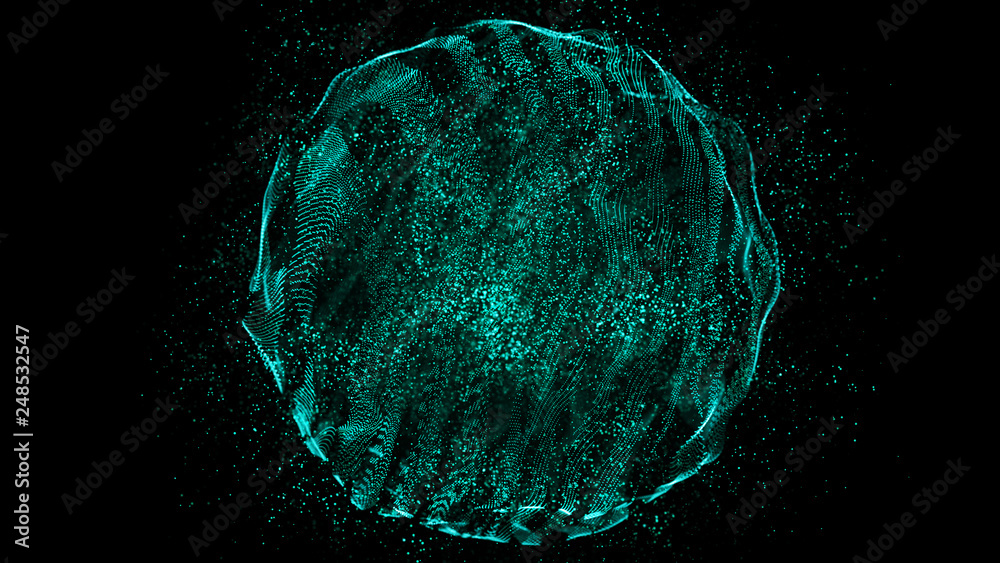 Abstract wavy sphere. Digital background with image of plastic ball. Futuristic infographics. 3D rendering. Abstract wavy sphere. Digital background with image of plastic ball. Futuristic infographics. 3D rendering.
