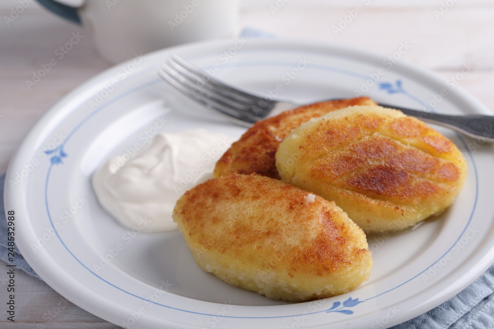 Potato meat filling patties with sour cream Potato meat filling patties with sour cream