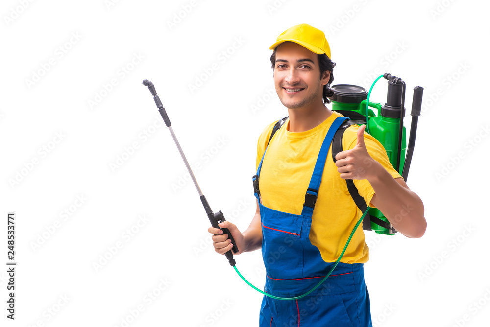 Pest control contractor isolated on white background Pest control contractor isolated on white background