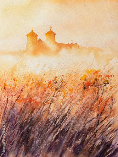 Картината върху платно Benedictine monastery at sunrise in Tyniec near Krakow Poland