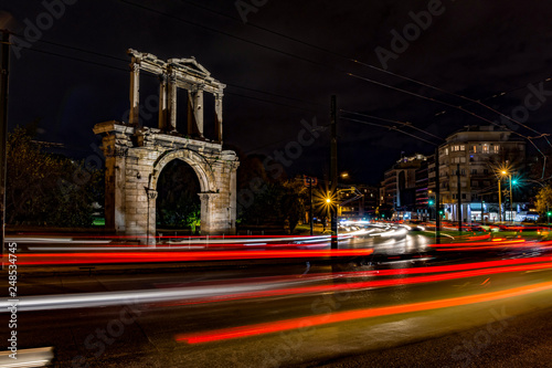 Light trails of moving cars
