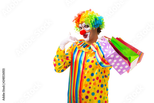 Male clown isolated on white