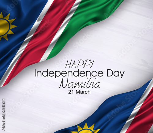 Vector illustration of Happy namibia Waving flags isolated on gray background.21 march.