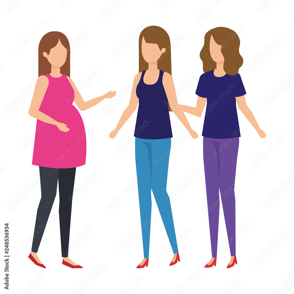 woman pregnancy with girls