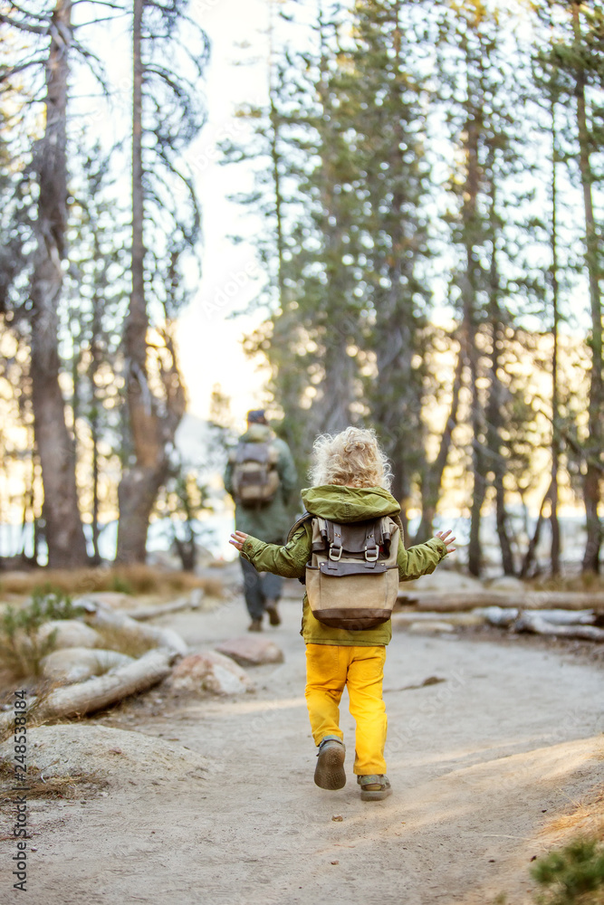 Happy family visit Yosemite national park in California