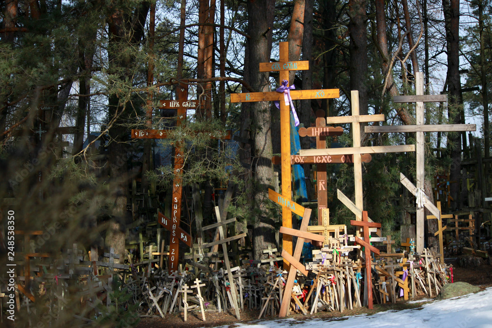 Orthodox crosses in Grabarka, eastern Poland