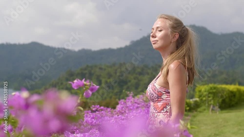 Girl in Pink Flowers photo