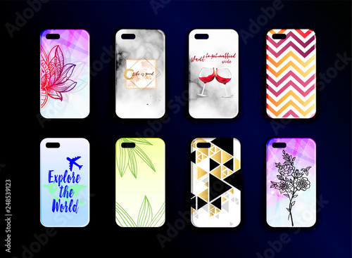 Beautiful collection of vector layouts covers for iPhone. Stylish and interes...