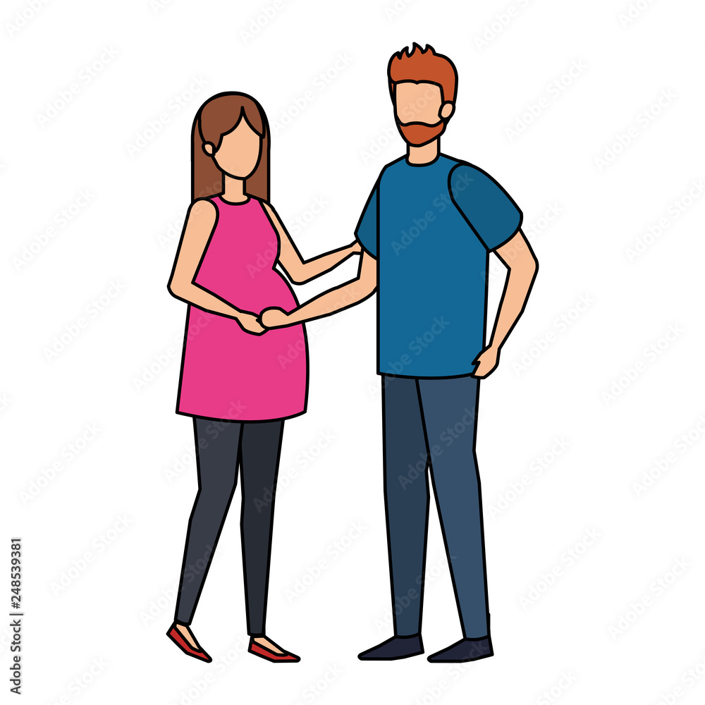 Fototapeta premium man with woman pregnancy characters