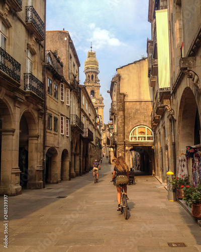 Narrow medieval street of Santiago de Compostela © nomadkate