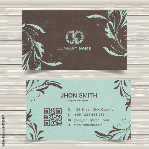 royal vintage blue business card template