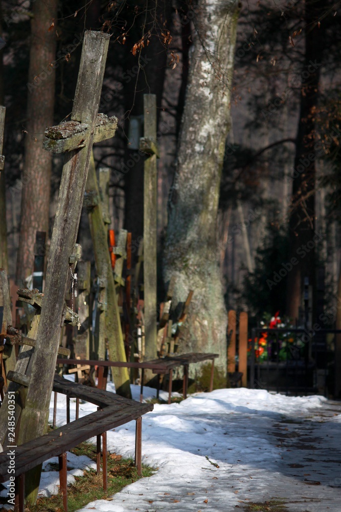 Orthodox crosses in Grabarka, eastern Poland
