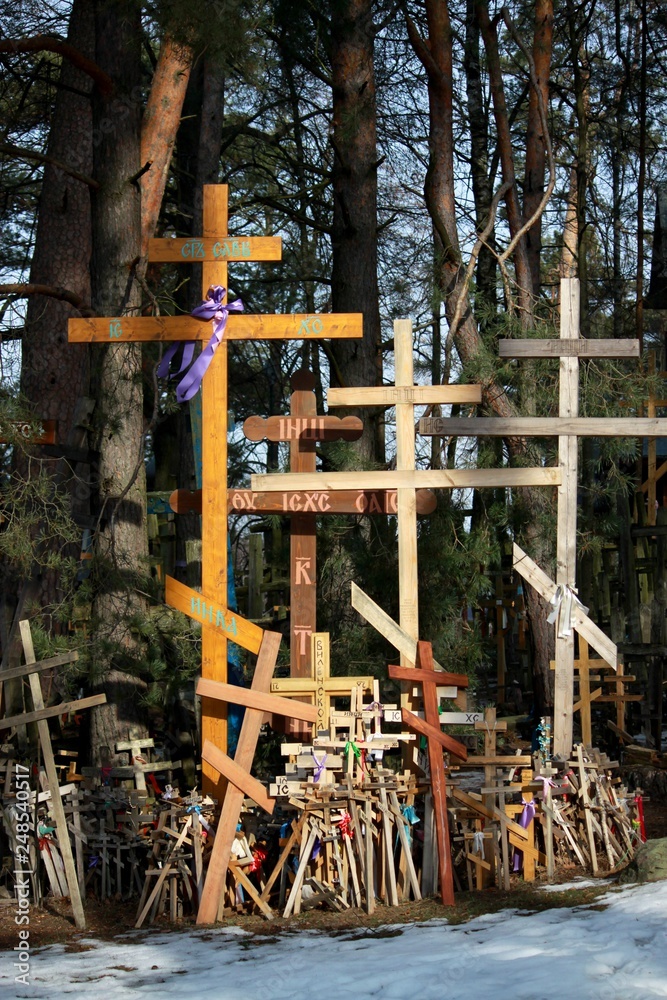 Orthodox crosses in Grabarka, eastern Poland