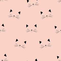 Fototapete Skandinavische Kindermuster Skandinavisches Katzenmuster für Kinderzimmer  © StockVector