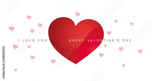 Love you Happy Valentines Day red heart simple design banner