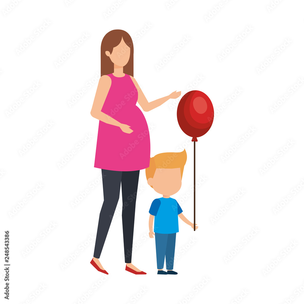 woman pregnancy with son and balloon helium woman pregnancy with son and balloon helium