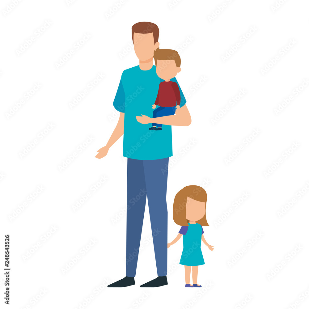 father with daughter and son