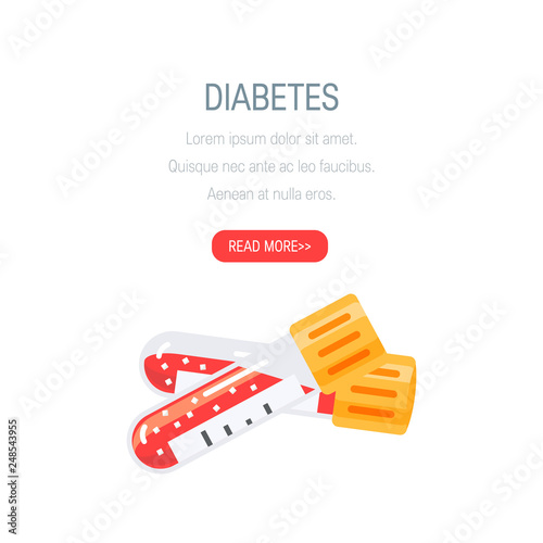 Diabetes concept in flat style, vector design