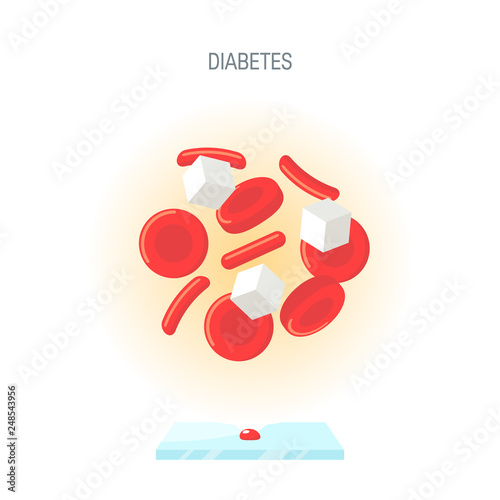 Diabetes concept in flat style, vector design