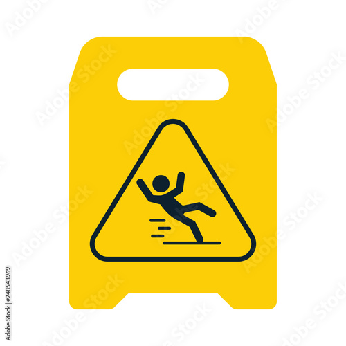 Beware of slippery. Yellow sign. Caution. Slippery. Logo. Vector illustration. EPS 10.