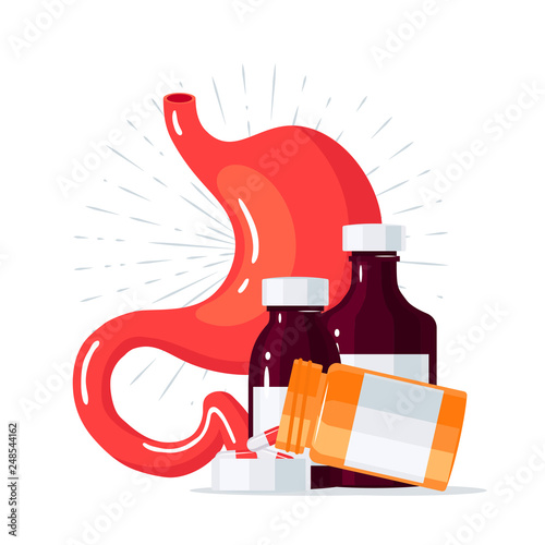 Stomach treatment concept in flat style, vector icon