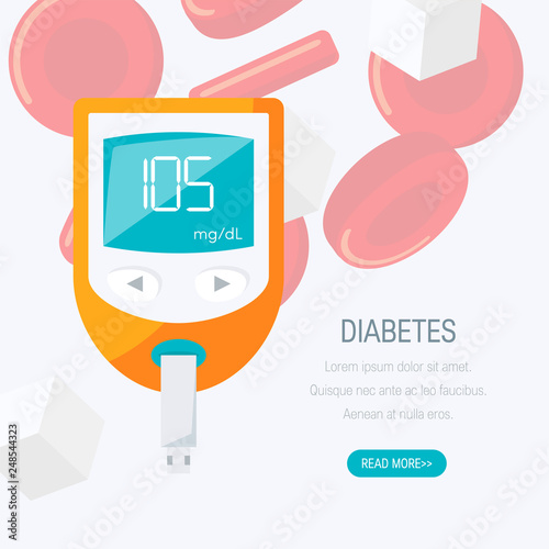Diabetes concept in flat style, vector design