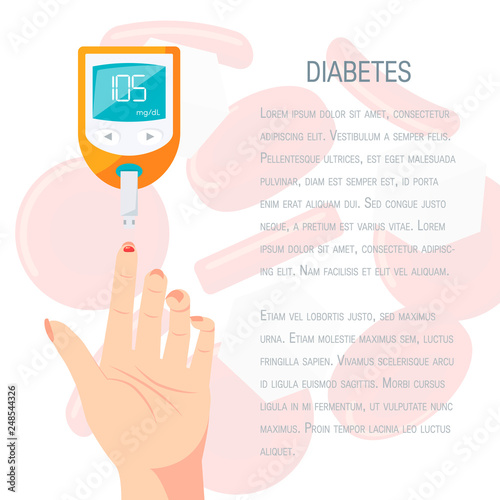 Diabetes concept in flat style, vector design