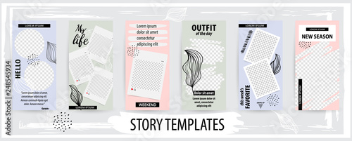 Trendy editable template for social networks stories, vector illustration.