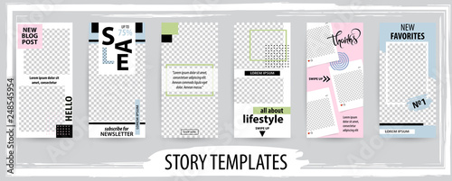 Trendy editable template for social networks stories  vector illustration.